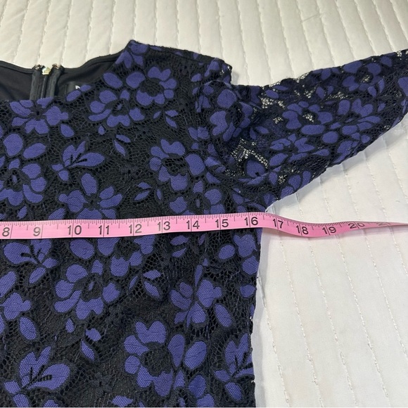 DKNY Elegant Floral Lace Long Sleeve Dress in Purple - Picture 6 of 15